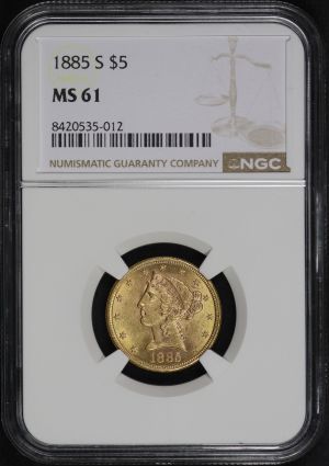 Obverse of this 1885-S Liberty Head $5 NGC MS-61