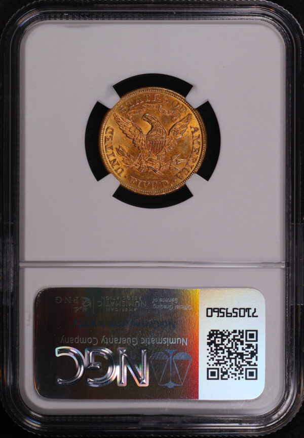 Reverse of this 1889 Liberty Head $5 NGC MS-63