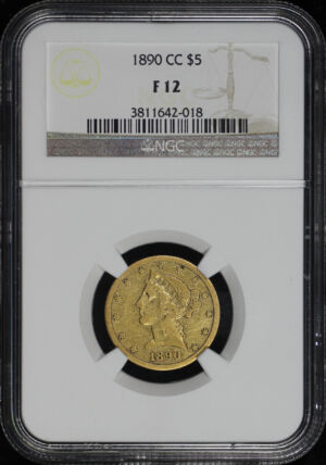 Obverse of this 1890-CC Liberty Head $5 NGC F-12
