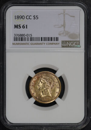 Obverse of this 1890-CC Liberty Head $5 NGC MS-61