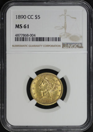 Obverse of this 1890-CC Liberty Head $5 NGC MS-61