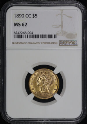 Obverse of this 1890-CC Liberty Head $5 NGC MS-62