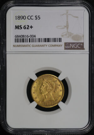 Obverse of this 1890-CC Liberty Head $5 NGC MS-62+