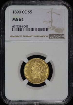 Obverse of this 1890-CC Liberty Head $5 NGC MS-64