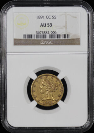 Obverse of this 1891-CC Liberty Head $5 NGC AU-53