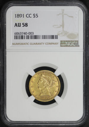 Obverse of this 1891-CC Liberty Head $5 NGC AU-58