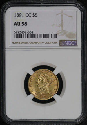 Obverse of this 1891-CC Liberty Head $5 NGC AU-58