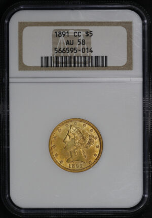 Obverse of this 1891-CC Liberty Head $5 NGC AU-58