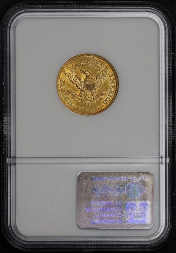 Reverse of this 1891-CC Liberty Head $5 NGC AU-58