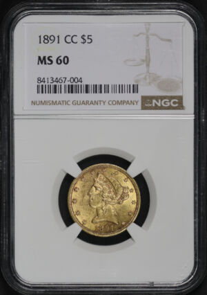 Obverse of this 1891-CC Liberty Head $5 NGC MS-60