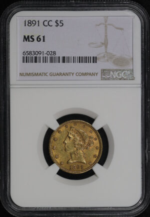 Obverse of this 1891-CC Liberty Head $5 NGC MS-61
