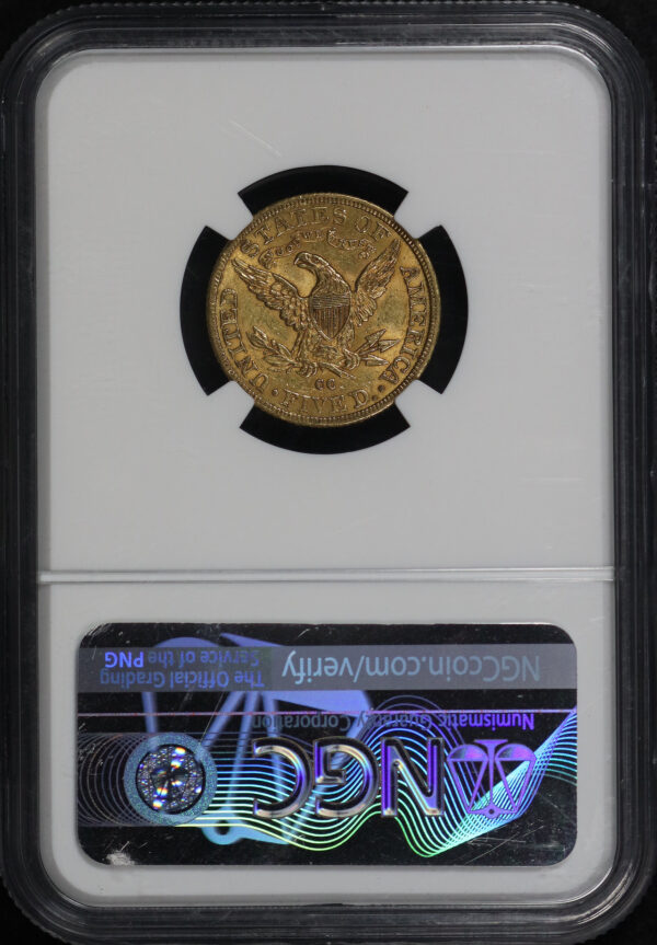 Reverse of this 1891-CC Liberty Head $5 NGC MS-61
