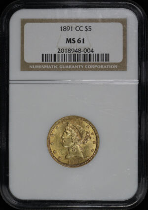 Obverse of this 1891-CC Liberty Head $5 NGC MS-61