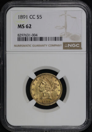 Obverse of this 1891-CC Liberty Head $5 NGC MS-62