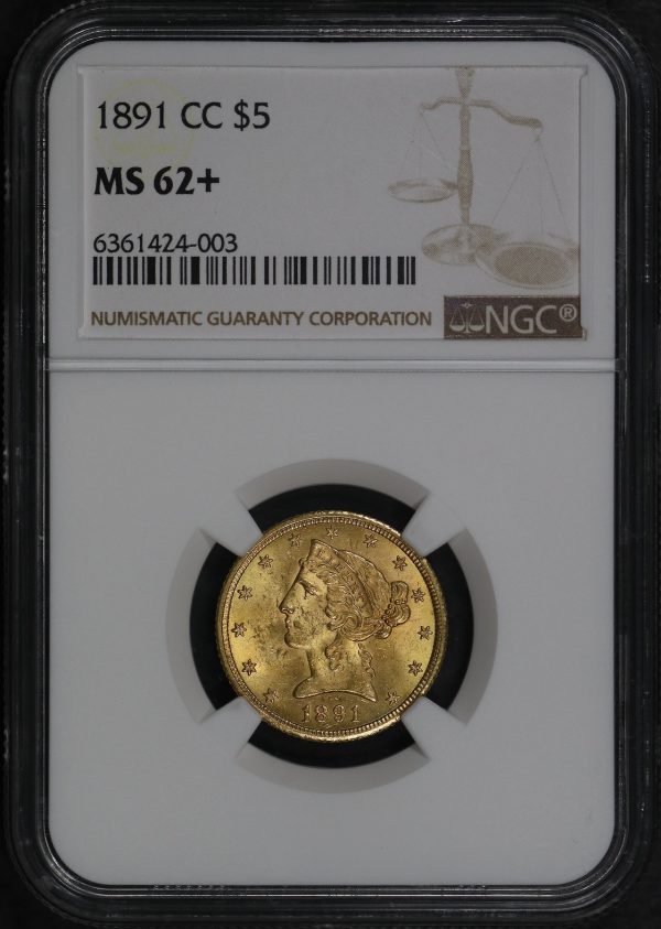 Obverse of this 1891-CC Liberty Head $5 NGC MS-62+
