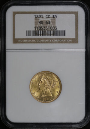 Obverse of this 1891-CC Liberty Head $5 NGC MS-63