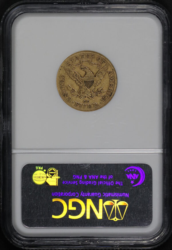 Reverse of this 1892-CC Liberty Head $5 NGC F-15