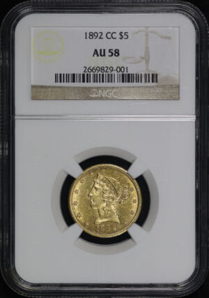 Obverse of this 1892-CC Liberty Head $5 NGC AU-58