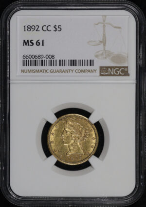 Obverse of this 1892-CC Liberty Head $5 NGC MS-61