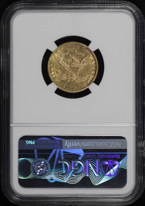 Reverse of this 1892-CC Liberty Head $5 NGC MS-61