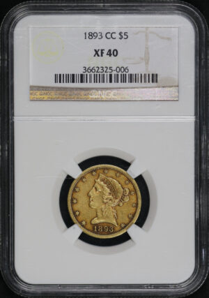 Obverse of this 1893-CC Liberty Head $5 NGC XF-40
