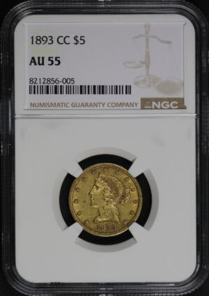 Obverse of this 1893-CC Liberty Head $5 NGC AU-55