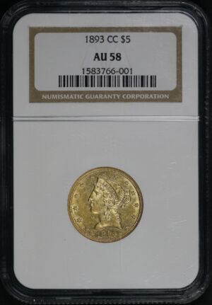 Obverse of this 1893-CC Liberty Head $5 NGC AU-58