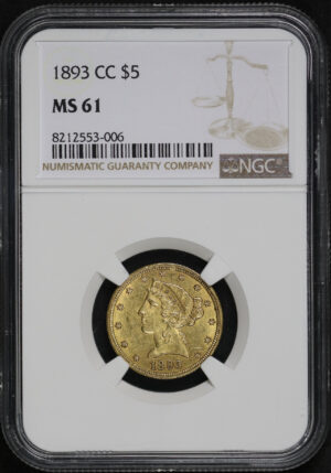 Obverse of this 1893-CC Liberty Head $5 NGC MS-61