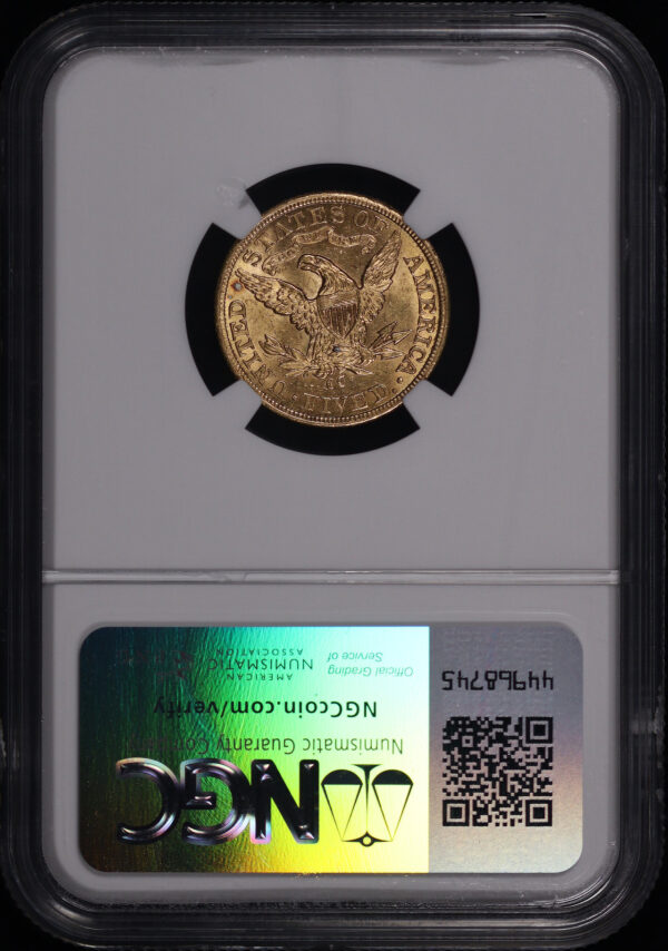 Reverse of this 1893-CC Liberty Head $5 NGC MS-63
