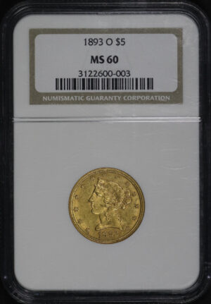 Obverse of this 1893-O Liberty Head $5 NGC MS-60