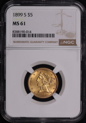 Obverse of this 1899-S Liberty Head $5 NGC MS-61