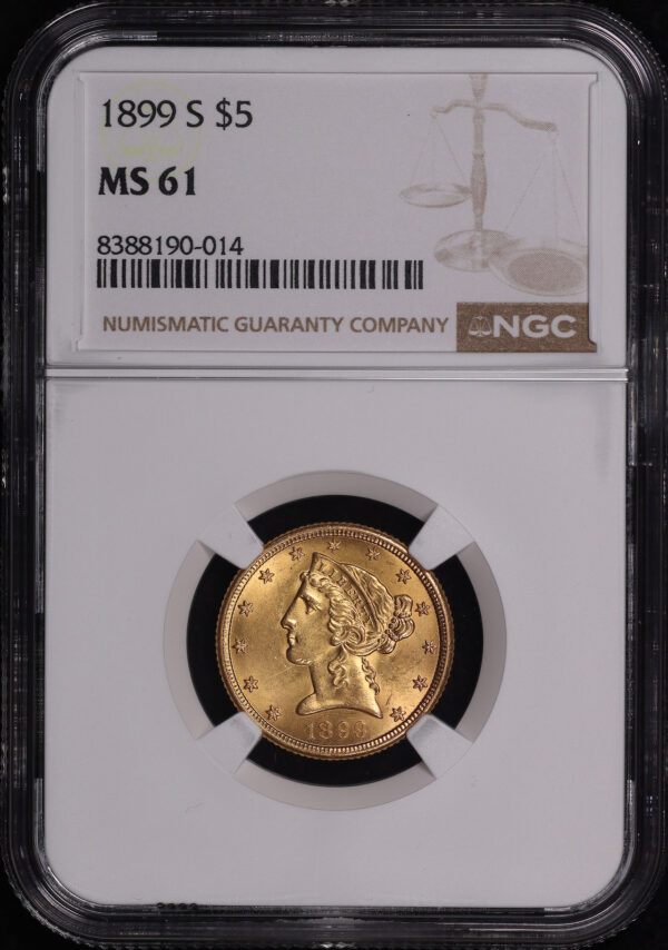 Obverse of this 1899-S Liberty Head $5 NGC MS-61