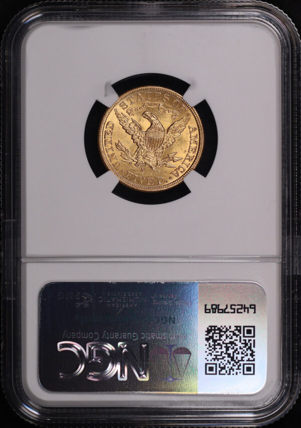 Reverse of this 1899-S Liberty Head $5 NGC MS-61