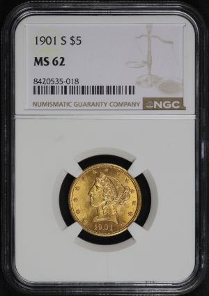 Obverse of this 1901-S Liberty Head $5 NGC MS-62