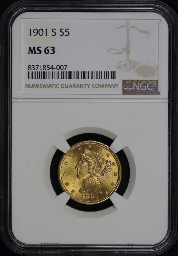 Obverse of this 1901-S Liberty Head $5 NGC MS-63