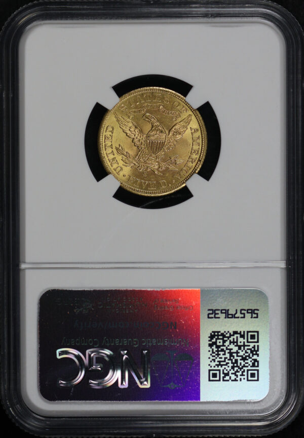 Reverse of this 1901-S Liberty Head $5 NGC MS-63