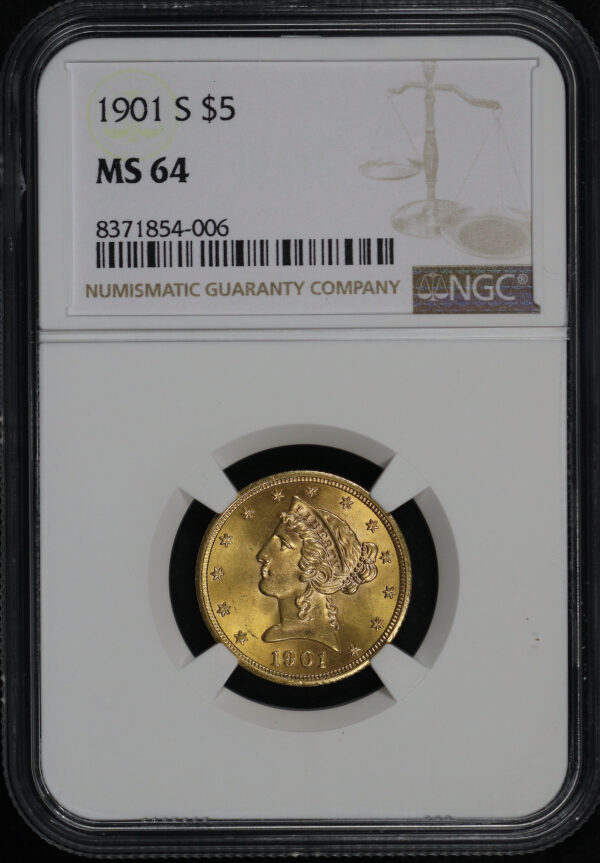 Obverse of this 1901-S Liberty Head $5 NGC MS-64