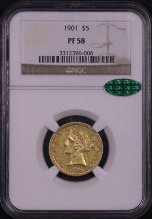 Obverse of this 1901 Liberty Head $5 NGC PF-58 CAC