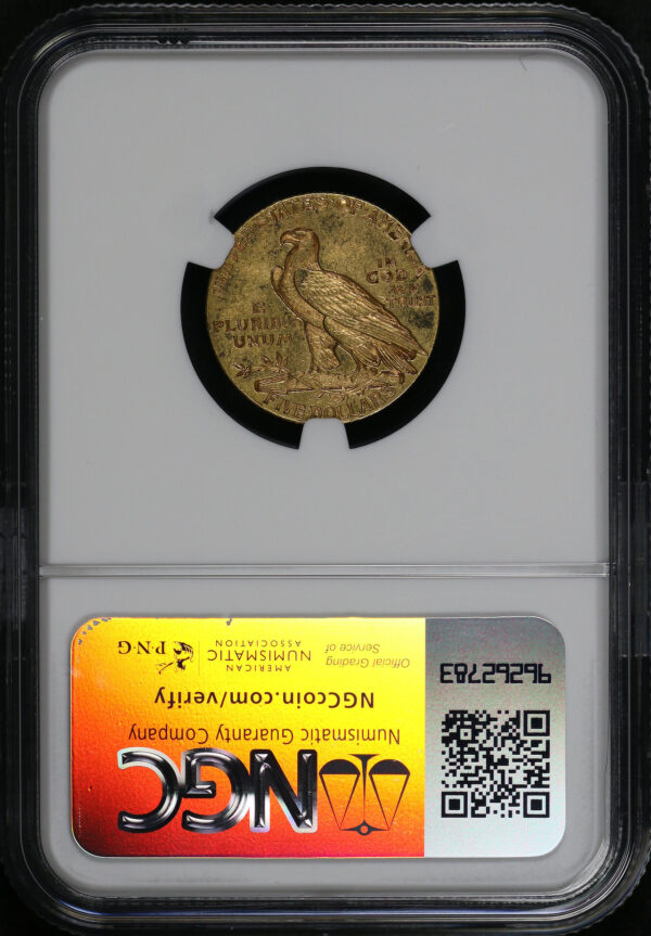 Reverse of this 1909 Indian $5 NGC AU-58