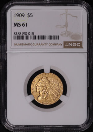 Obverse of this 1909 Indian $5 NGC MS-61