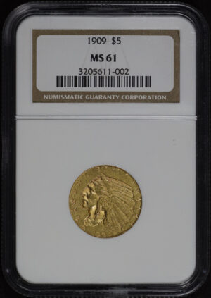 Obverse of this 1909 Indian $5 NGC MS-61