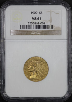Obverse of this 1909 Indian $5 NGC MS-61