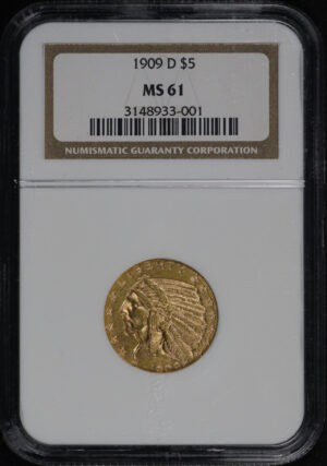 Obverse of this 1909-D Indian $5 NGC MS-61