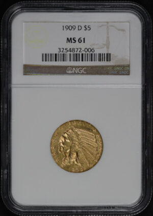 Obverse of this 1909-D Indian $5 NGC MS-61