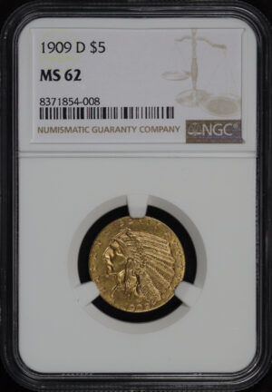 Obverse of this 1909-D Indian $5 NGC MS-62