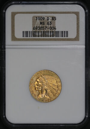 Obverse of this 1909-D Indian $5 NGC MS-63