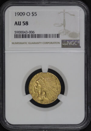 Obverse of this 1909-O Indian $5 NGC AU-58