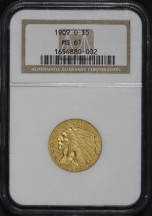 Obverse of this 1909-O Indian $5 NGC MS-61