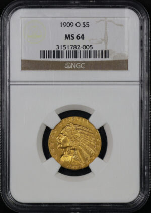 Obverse of this 1909-O Indian $5 NGC MS-64