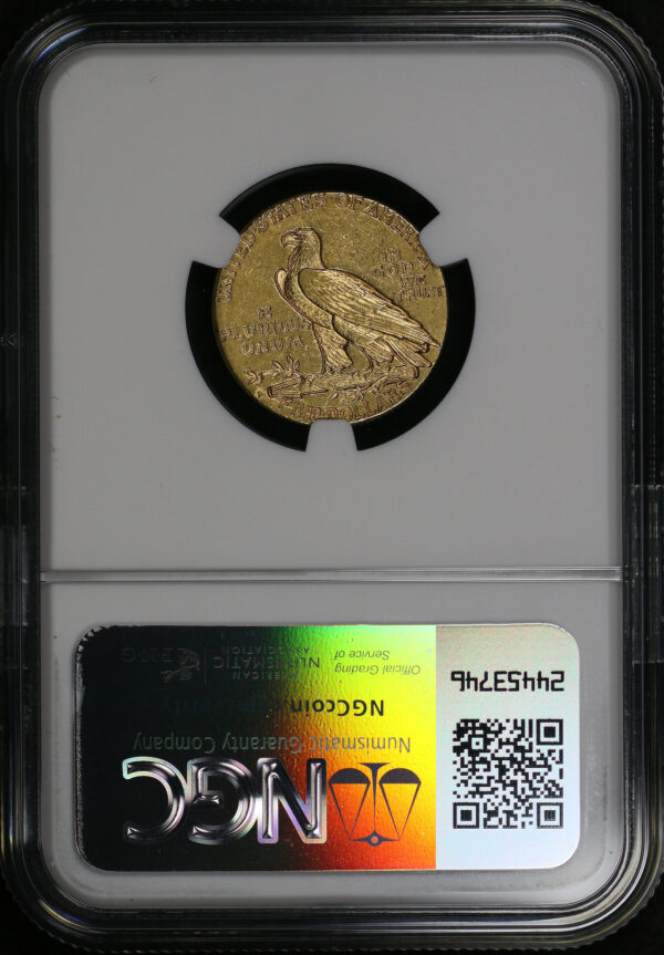 Reverse of this 1910-D Indian $5 NGC AU-55